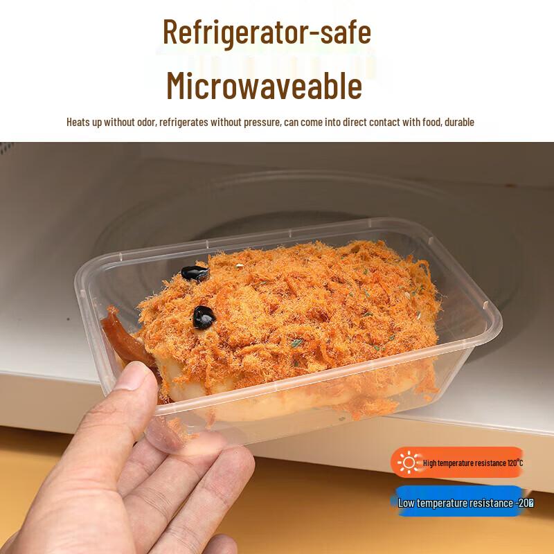 Boyiduo Contenant Alimentaire Rectangulaire Jetable avec Couvercle, 1000ml, Pack de 50