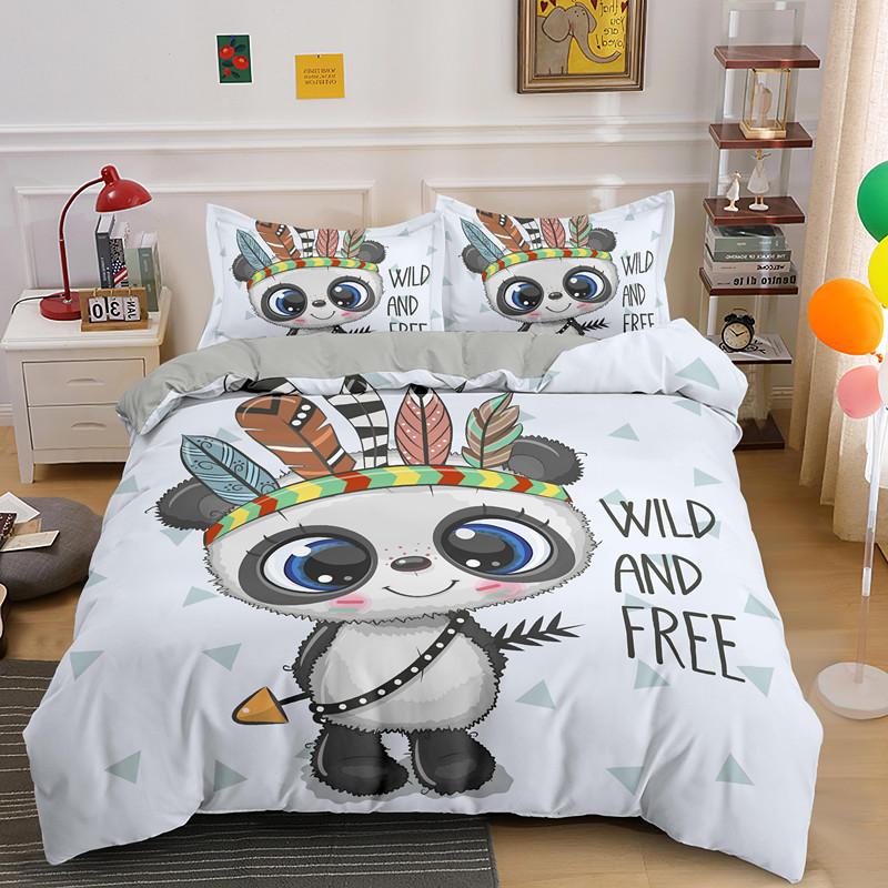 Cartoon Panda 3D Bedding Set Printed Cute Animal Duvet Cover Sets Single Full Queen King Size Bed Clothes For Adult Kids Gifts