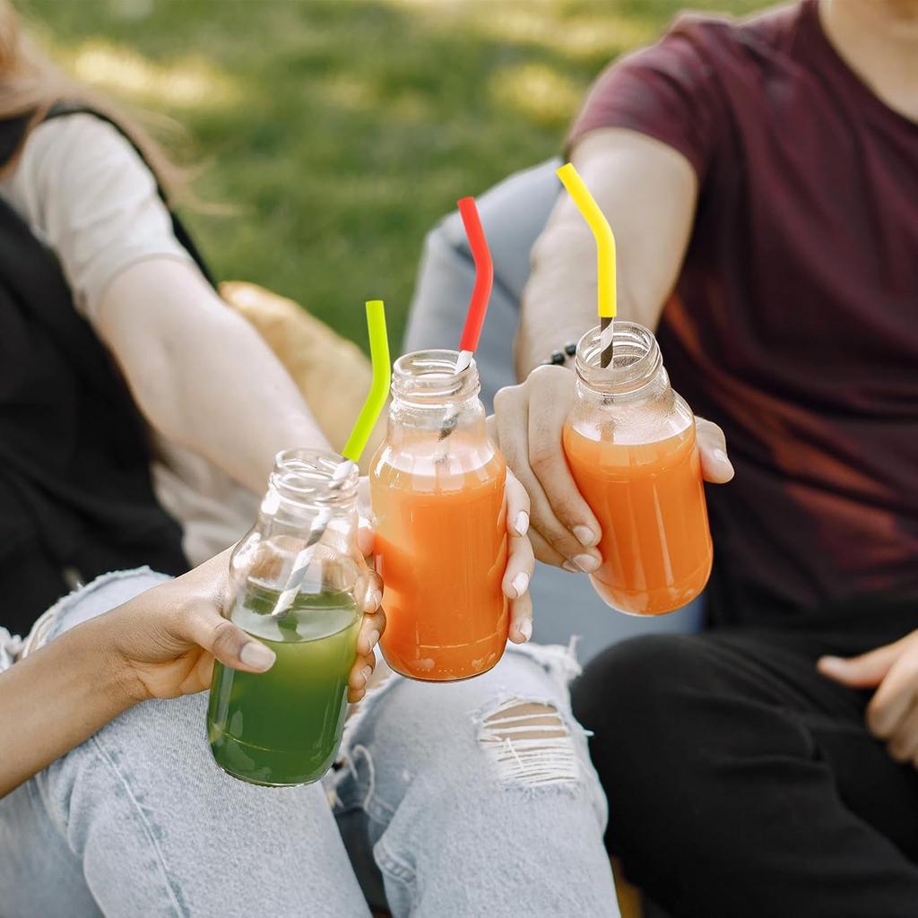 6Pcs 8MM Silicone Straw Tips, 5/16 inch Reble Food Grade Rubber Straw Covers, Multi-color Elbow Straw Drinking Replacement for Hydraflow Stainless