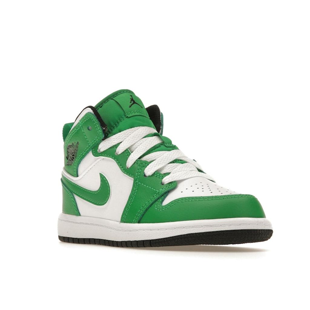 Air Jordan 1 Mid PS Lucky Green Kids Sneakers Black White DQ8424-301