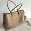 Large Capacity Suede Velvet Tote Bag Women Multi-Compartment Shoulder Handbag With Zippered Pockets Daily Commute Casual Use