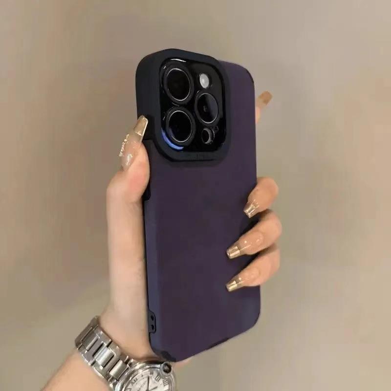 

Розкішний плюшевий чохол з ПУ шкіри, протиударна накладка, повний захист задньої панелі мобільного телефону для iPhone IPhone17promax фіолетовий