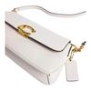 Coach Jet 25 Logo Zip Stash Pocket Leather Crossbody Shoulder Bag Medium Women's White