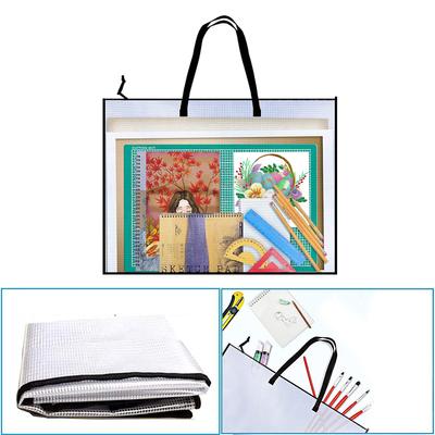 Cross Stitch Mesh Zipper Pouch with Handle Puzzle Bags Transparent Mesh File Tote Bag Pouch for Cross Stitch Projects