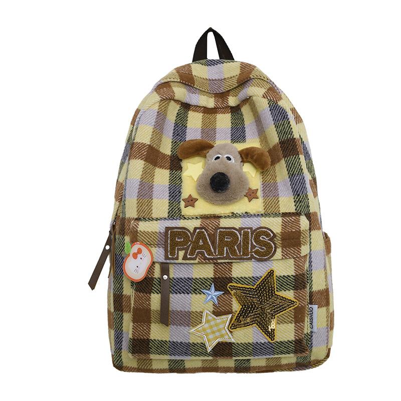 Retro Checkered Schoolbag, Women's Backpack, Women's Small Backpack, Japanese-style Instagram Schoolbag for Female Students
