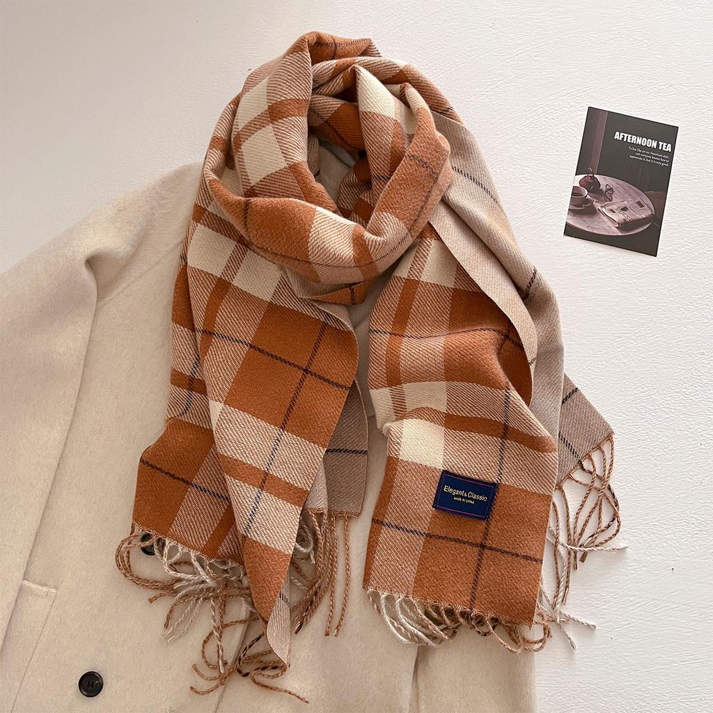 Autumn new style striped plaid scarf shawl travel versatile thickened warm scarf women