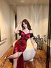 Slim Fit Spaghetti Strap Evening Gown for Nightclub or Technician Uniform