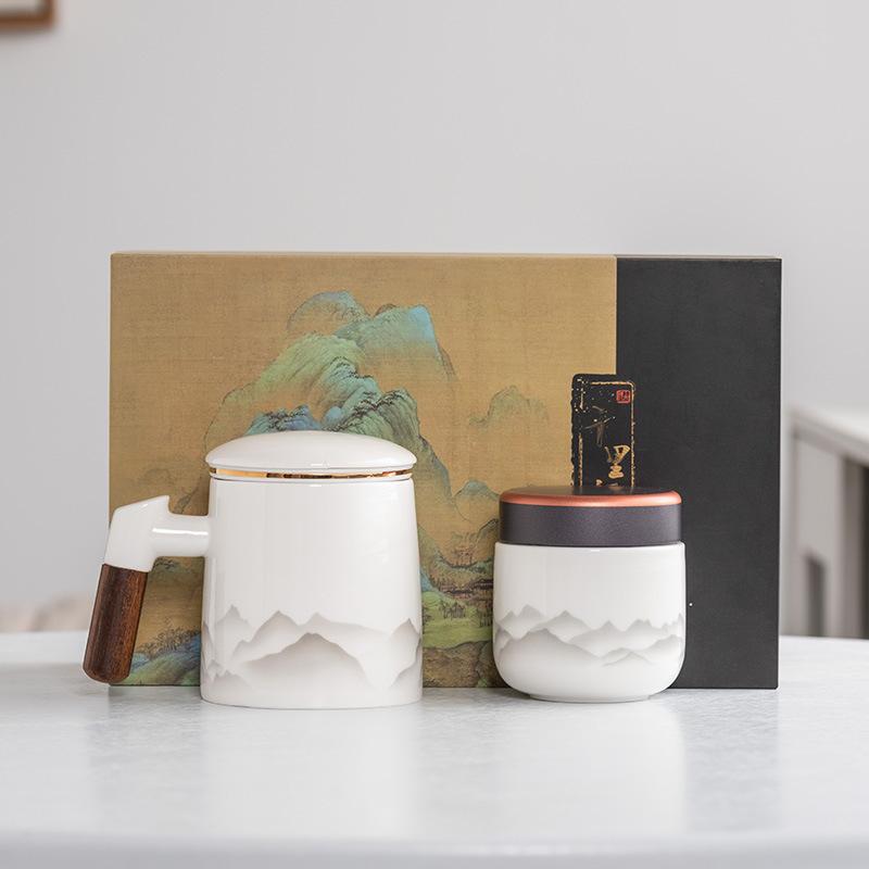 Teacup Tea Separation Cup Ceramic Cup High Value Tea Cup Office Mug with Lid Festival Gift