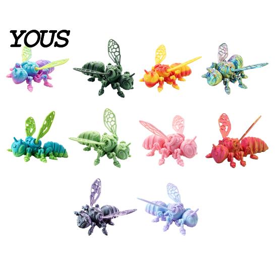 3D Printed Bee Toy Refrigerator Magnet, Realistic Flexible Joint Figurine, Articulated Magnetic Fridge Decoration Decor for Kitchen & Office