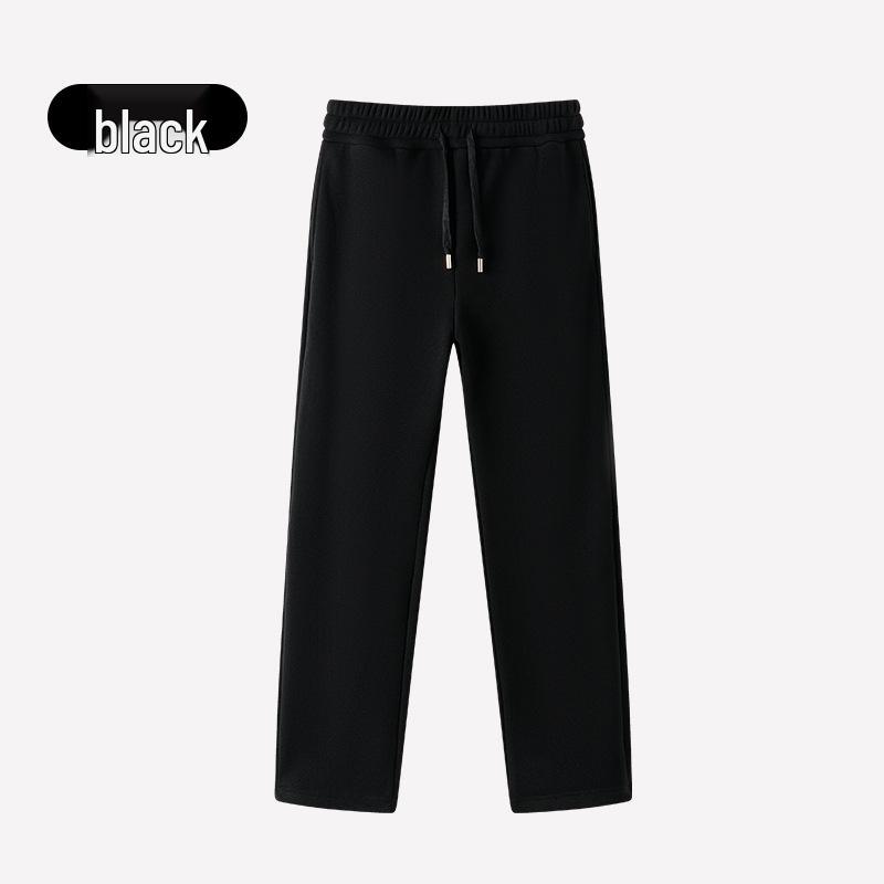 Pantaloni da tuta casual da uomo in lana-seta caldi foderati in velluto larghi per primavera, autunno e inverno