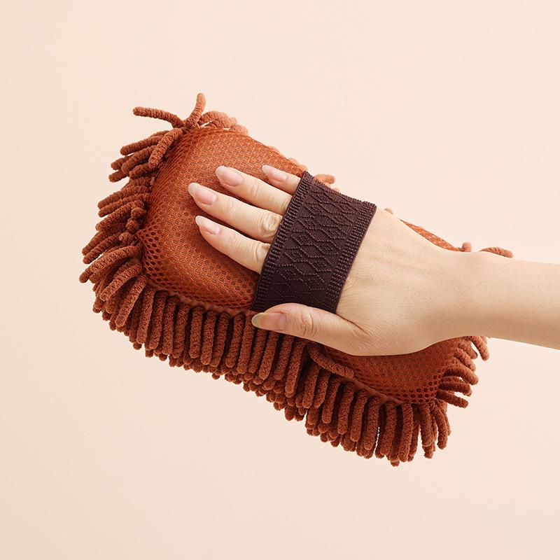 Chenille Coral Car Wash Sponge and Gloves Set 21x11x7 cm