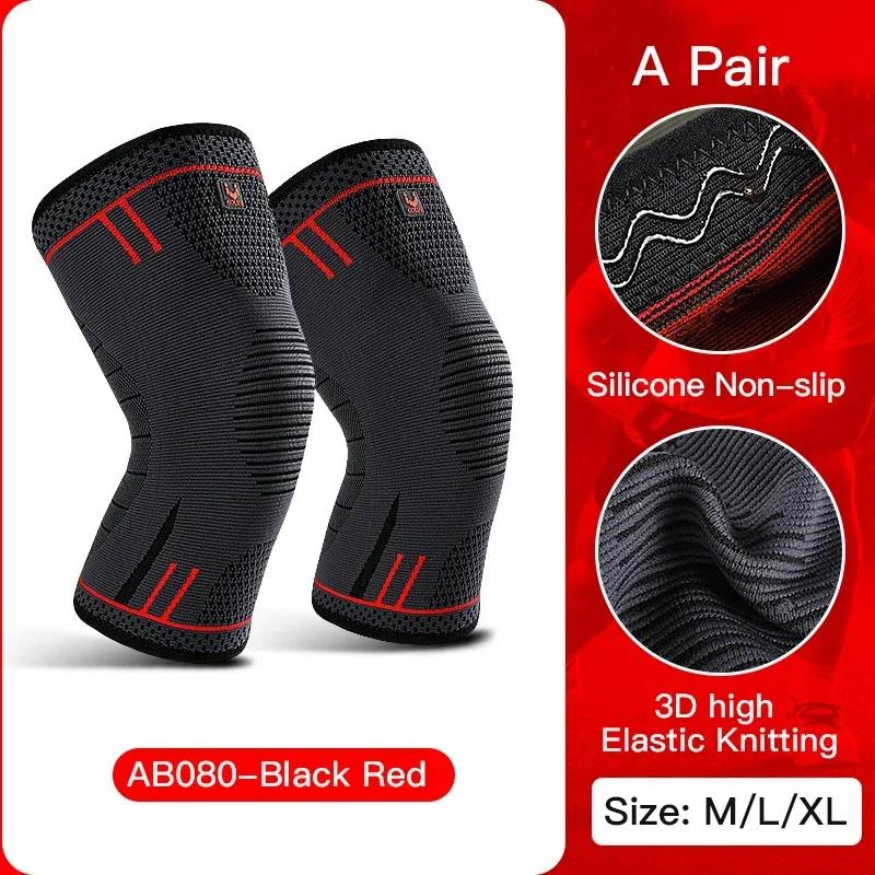 

1 Pair Compression Knee Support Sleeve Elastic Breathable Knee Pads Brace Springs Gym Sports Protector Basketball Volleyball Run M