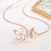 Ladies Elegant Sakura Crystal Pendant Necklace