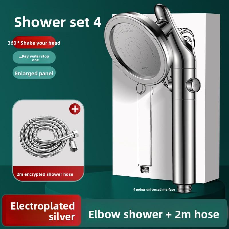 high pressure shower head rotatable with 2.0m stainless hose handheld shower head & rain shower head 2 in 1 (SILVER,ABS Plastic) серебряный