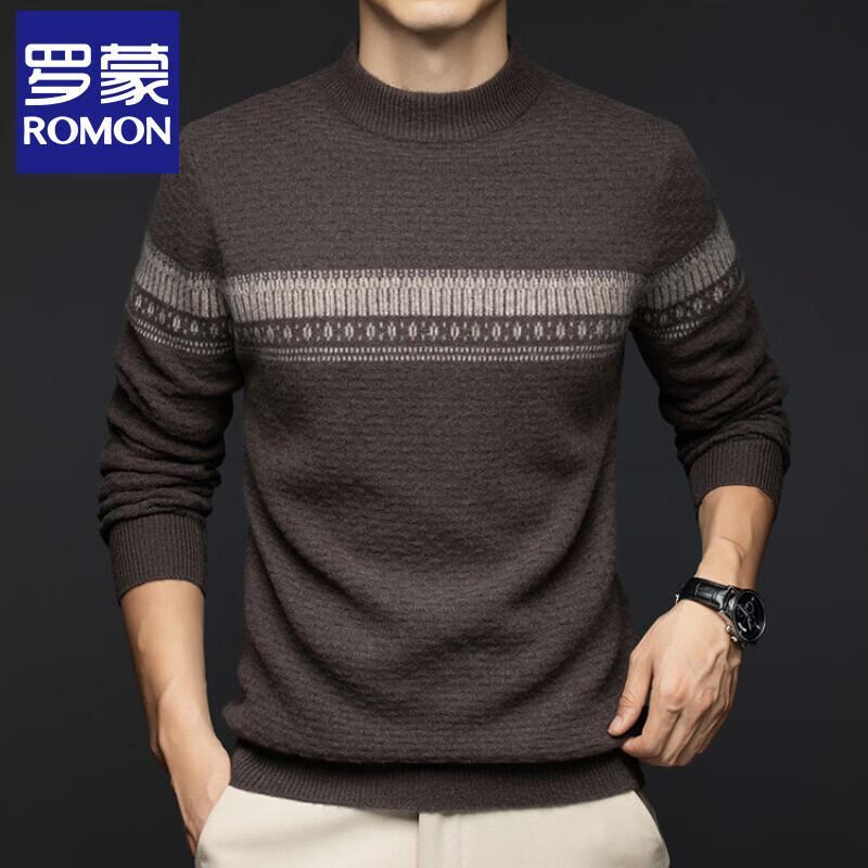 Luomeng Men s Thickened 100% Wool Round Neck Pullover Sweater 4XL