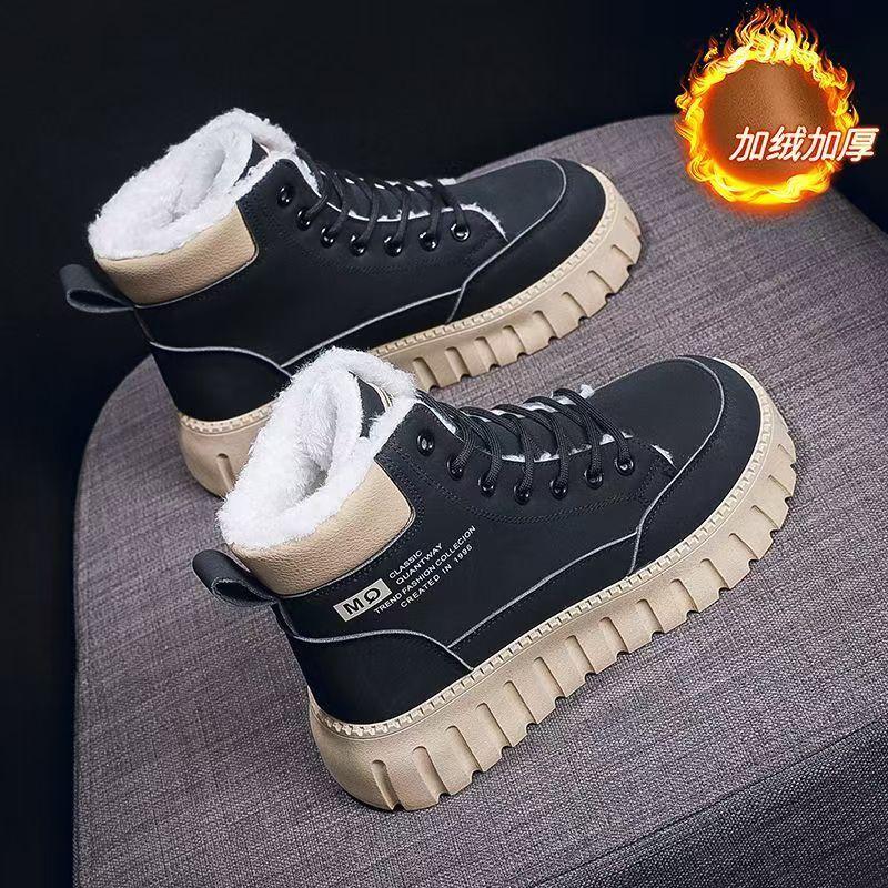 Winter velvet high-top Martin boots women's versatile thickened warm cotton shoes platform casual snow boots short boots women