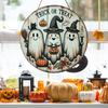 Halloween Sign for Front Door Halloween Wreath Wooden Hanging Sign Boo Ghost Pumpkin Witch Welcome Sign for Window Wall Decor