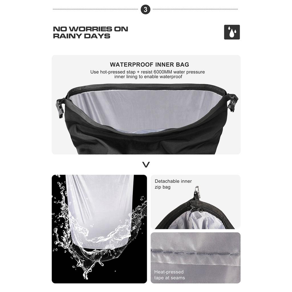 Polyester Motorcycle Bag 20L Large Capacity Universal Side Saddle Bag with Removable Waterproof Inner Bag Outdoor