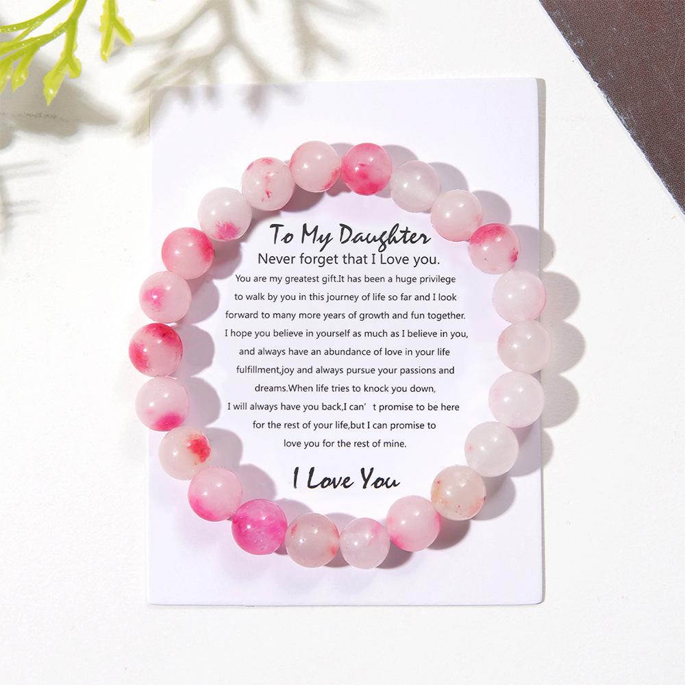Mother's Day Card Bracelet Colored Natural Stone Crystal Beaded Elastic Bracelet Free Mom Bracelet