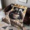 Cartoon black white cubs Mephitis Flannel soft warm plush blanket for sofa living room pet hogar bed gift home Car portable