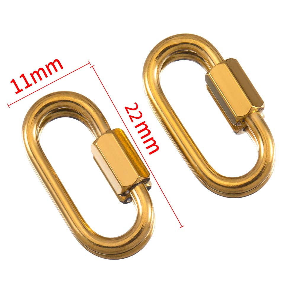 5pcs Stainless Steel D Oval Heart Shape Locking Carabiner Screw Clip Link Hook For DIY Keychain Holder Necklace Jewelry Making