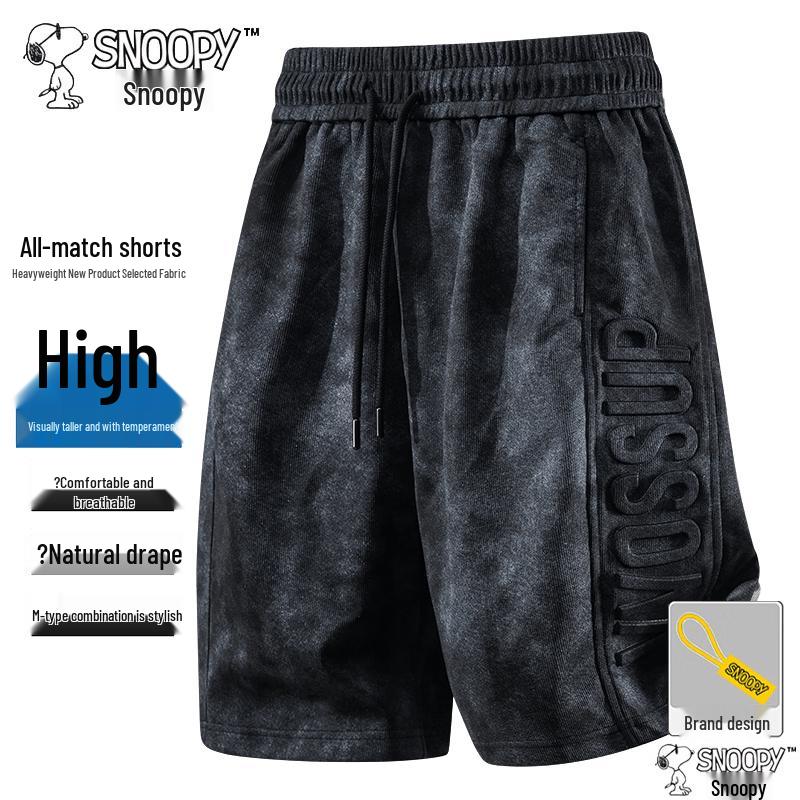 SNOOPY Men s Summer Cool Thin Casual Five-Point Shorts 4XL чёрный