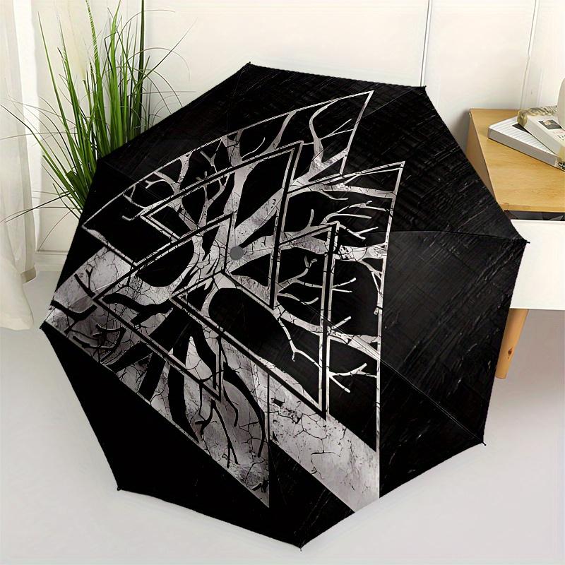 

Triangular Tree of Life Wall Art: Modern Abstract Decor for Any Space Umbrella, Cute Umbrella with Cute Design, Portable 3-Fold Compact Umbrella for