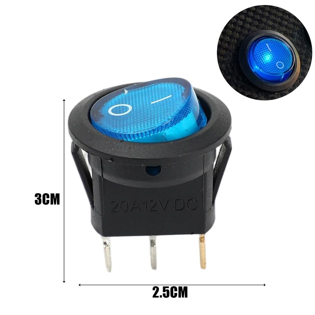 For Panel Control Box Boat Car RV 20mm Round Hole LED Rocker Switch KCD1 12V 20A SPDT Waterproof Marine Equipment Switches