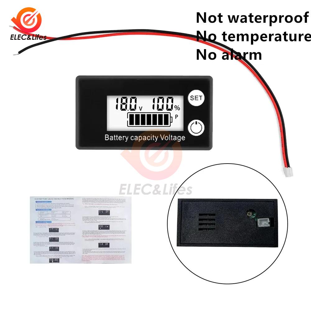 DC 8V-111V Battery Capacity Indicator LCD Digital Electricity Meter Lead-acid Lithium LiFe PO1 Voltage Tester for Car Motorcycle