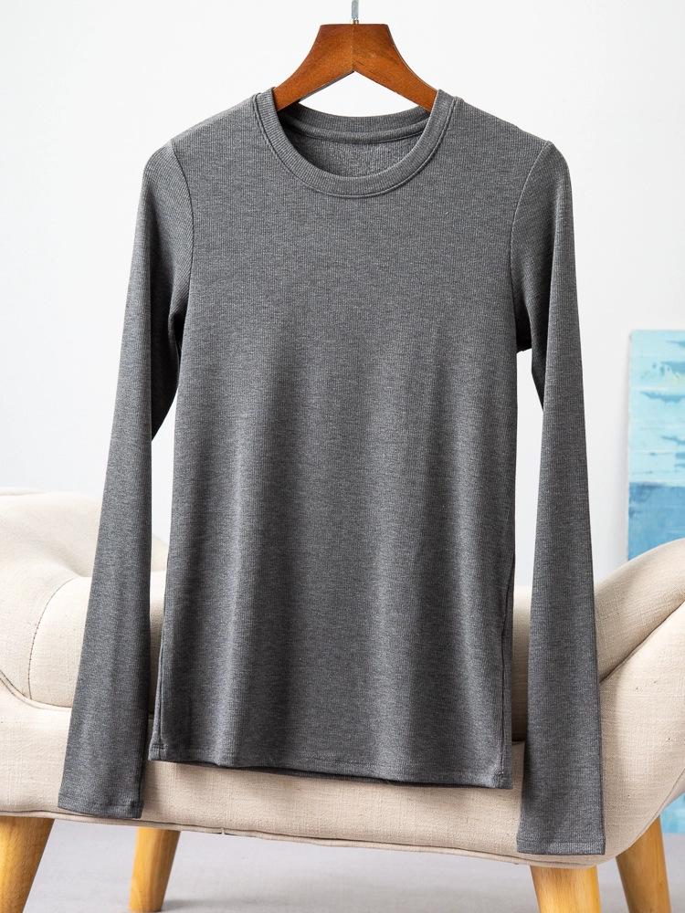 Long Sleeve Female Cold Basic Warm Shirt Bottom Shirt Large Size Heating Clothes In The Fall In The High Neck Inner Wear Padded Threaded T-shirt Tops