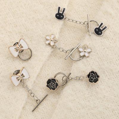 3pcs Detachable Nail-Free Closed Neckline Flower Shape Pearl Clothes Decorative Brooch Fixed Buckle