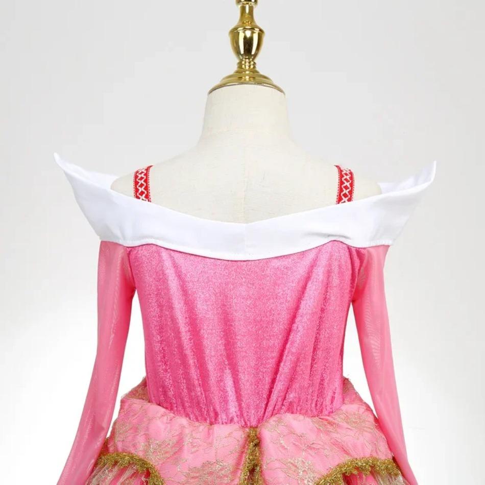 Mädchen Dornröschen Aurora Prinzessin Halloween Cosplay Kleid Schulterfrei Kindergeschenk Karnevalsparty Ausgefallene Prinzessinnenkleidung