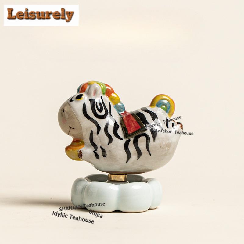Little Zebra Rotating Tea Pet Creative Tea Spirit Tea Figurine Play Toys Tea Statue Ornaments Can Be Raised Supplies Gift Craft