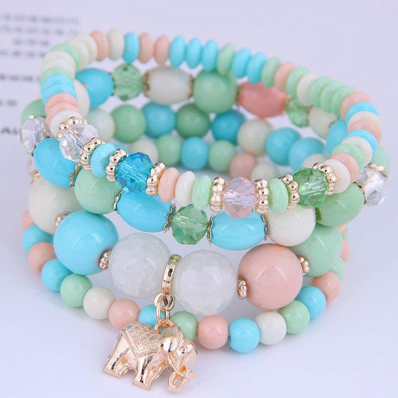 DIEZI Bohemian White Crystal Beads Strand Bracelets For Women Girls Ethnic Tree Of Life Charm Wrap Bracelet Pulseira Feminina