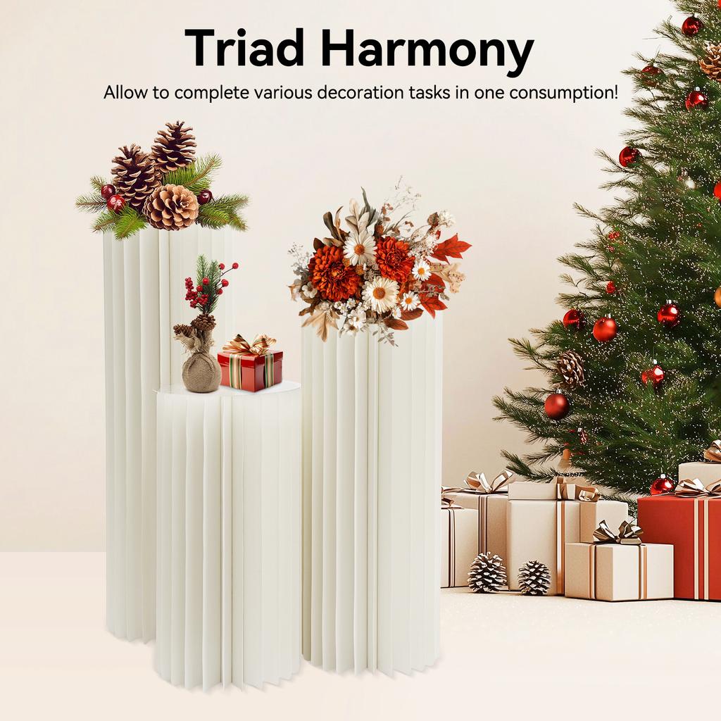 3Pcs Foldable Cardboard Columns Cylinder Tables Wedding Centerpieces Vase Dessert Table Column for Parties Decor 60/80/100cm