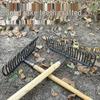 Old-Fashioned Fine-Toothed Stone and Clamming Rake Set for Raking Grass, Leaves, and Leveling Soil
