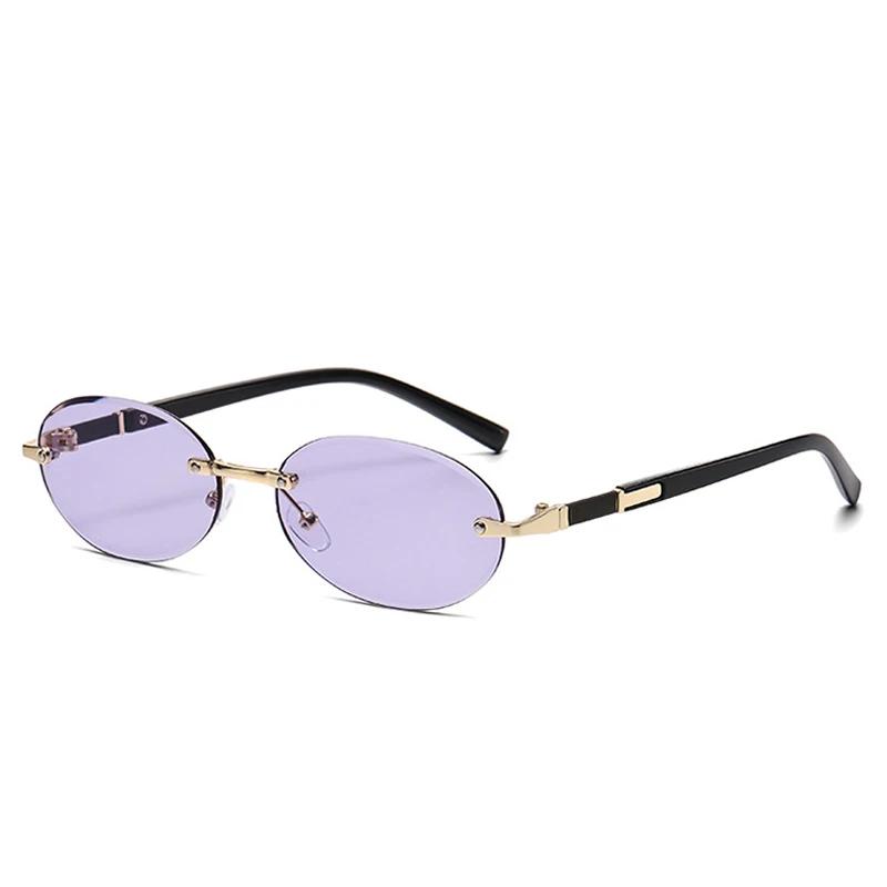 Retro Oval Women Sunglasses Brand Designer Rimless Clear Ocean Gradient Lens Shades UV400 Men Sun Glasses Lentes  Mujer