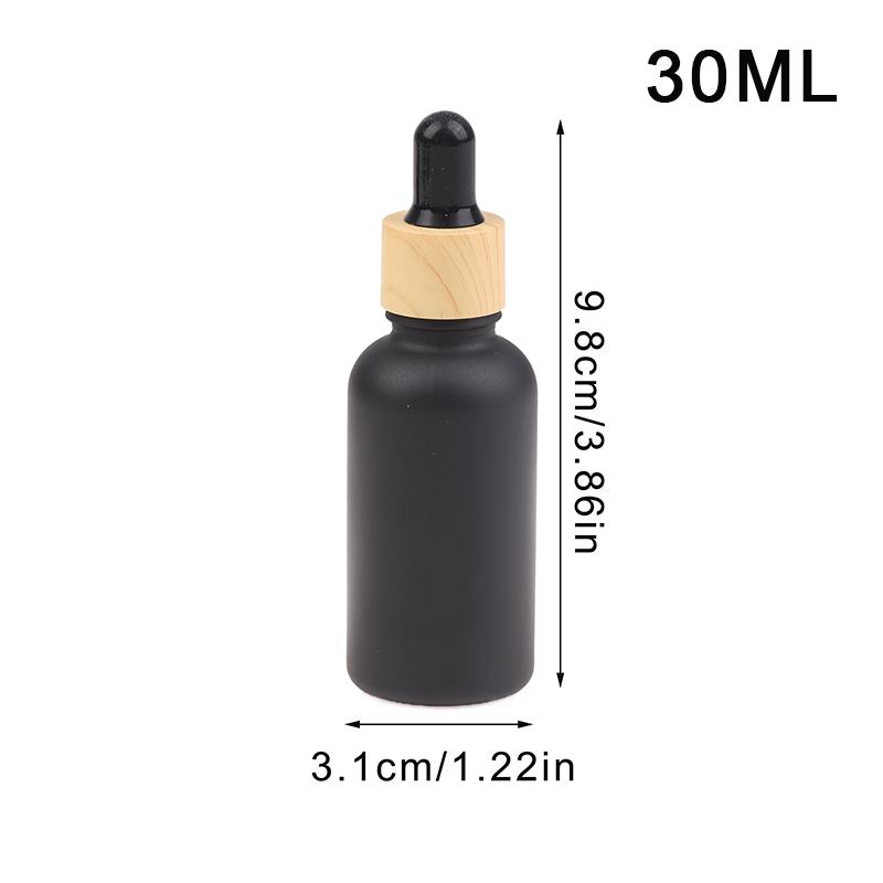 5Ml-100Ml Black Frosted Essential Oil Glass Bottle Wood Grain Dropper Bottle Aromatherapy Liquid Pipette Bottle Refillable