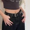 PU Leather Punk Waist Belt with Star Rivets And Double Buckles Holes For Daily Wear and Theme Occasion Dressingup Props
