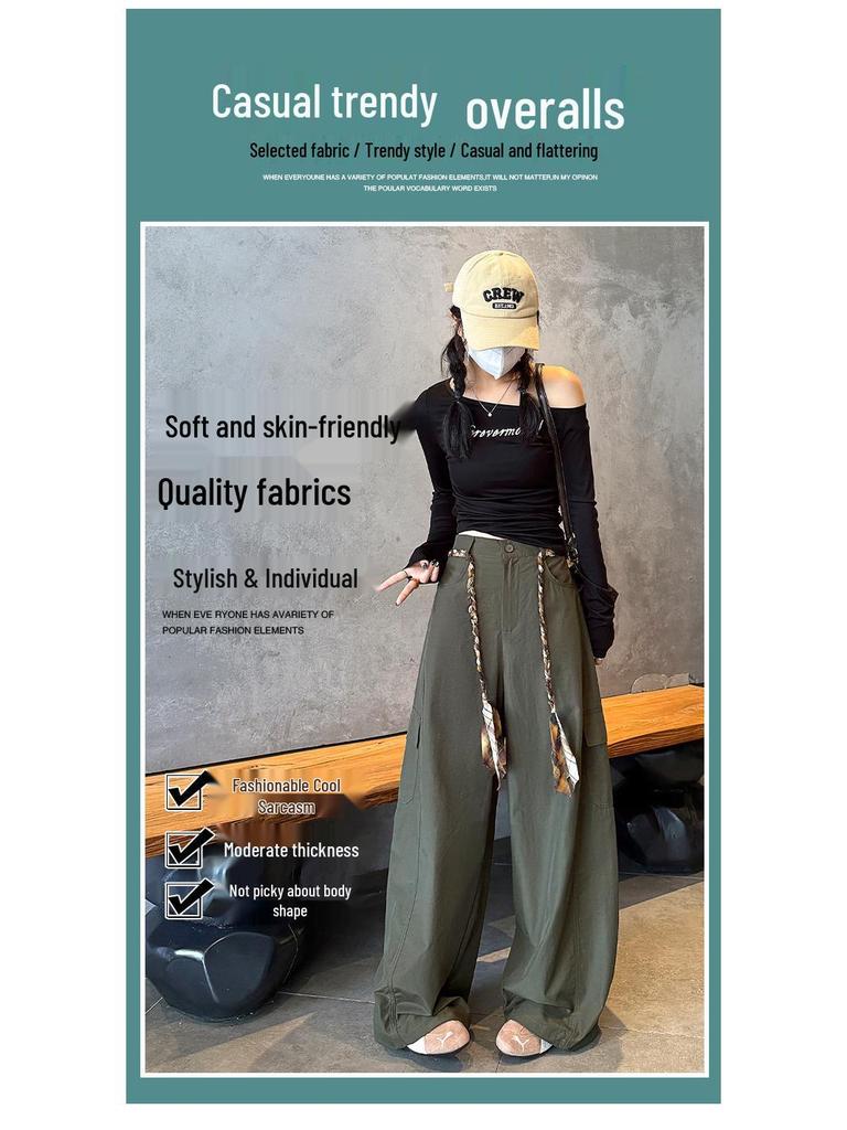 American Style Wide-Leg Woven Belt Pants: Women's 2026 Spring/Summer Casual Workwear
