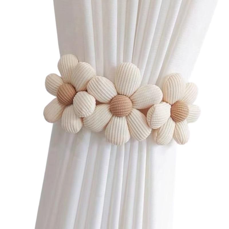 Decorative Elastic Curtain Tiebacks with Floral for Living Room or Office