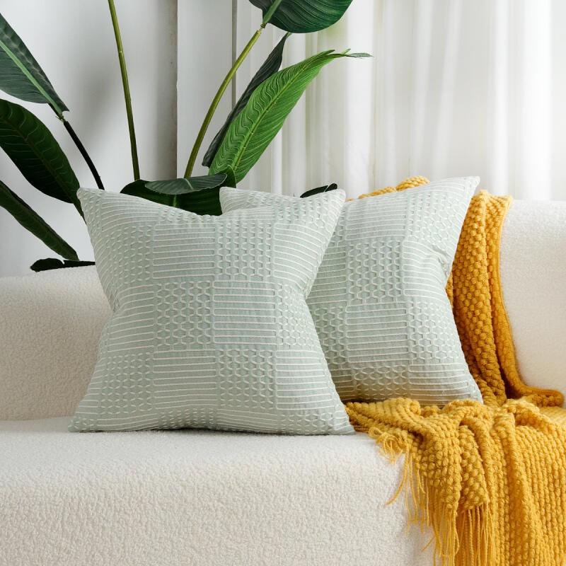 45X45Cm Single Pillowcase Without Core Simple Modern Geometric Pattern Cotton Thread Woven Jacquard Pillowcase Single Pillowcase Without Core