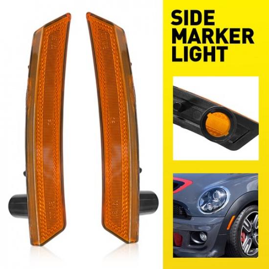 Front Rear Side LED Marker Light Housings Cover For Mini R55 Clubman 2005-2010 Front Amber Housings
