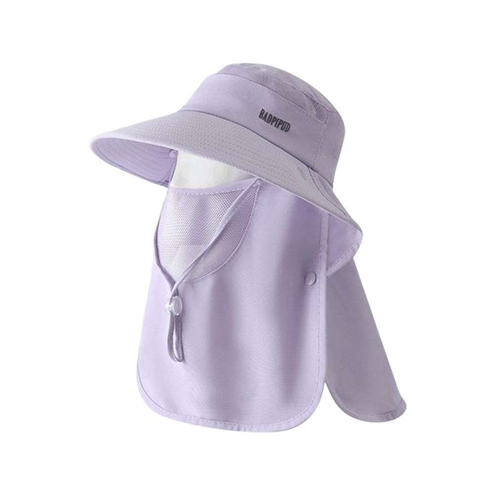 

UV Protection Women s Sun Protection Hat with Face Mask Wide Brim All-in-one Sun Hat Adjustable Summer Face Shield Neck Cap фіолетовий