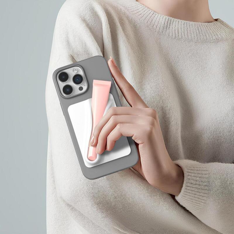 Silicone Phone Case with Lipstick Holder Adhesive Back Sticker Soft TPU Mobile Cover Lip Gloss Stand Universal Fit for iPhone Xiaomi Huawei Samsung