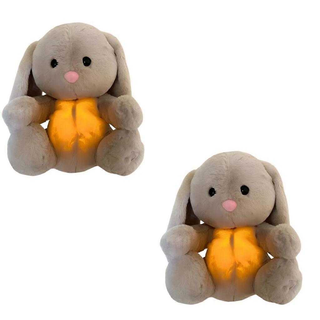 Baby Breathing Bunny Baby Soothing Bunny Plush Doll Toy Baby Kids Soothing Music Sleeping Companions Sound 2Pcs