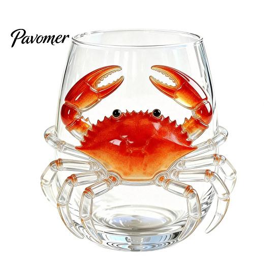 Unique Sea Creature Drinkware Octopus Stemless Wine Glass, 3D Marine Animal Printed Bar Shape Cocktail Cup Borosilicate Glassware, for Cocktails