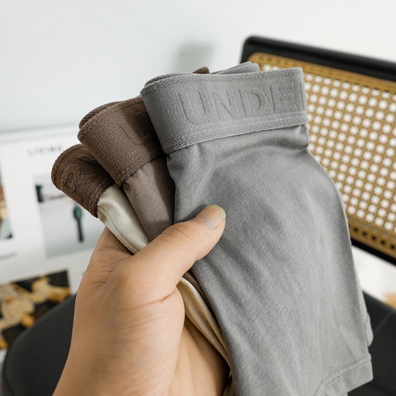 Men's Retro Maillard Cotton Boxer Briefs - Mid-Waist Comfortable & Breathable Trunks