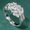 Luxury CopperColor Inlaid White CZ Women's Ring Geometry Design Daily Wear Party Jewelry
