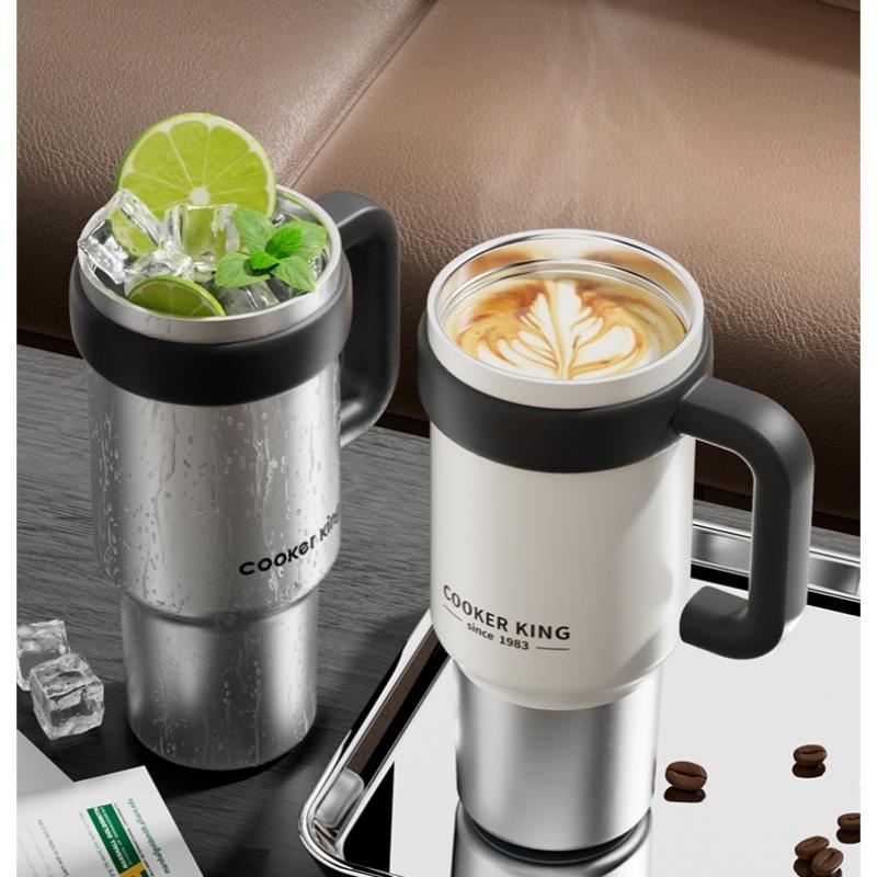 950ml Isolierter Becher mit Strohhalm, Große Kapazität Auto Edelstahl Wasserbecher Vakuumisolierter Tumbler - Auslaufsicherer Reisebecher